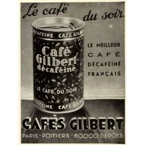  1937 Ad Cafe Gilbert Decaffeinated Canned Coffee Drinks 