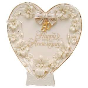 Appletree Design 50th Anniversary Orchid Heart Plate and Stand, 9 by 9 