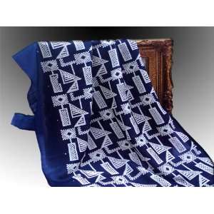 hand printed oblong silk scarf , shawl womens accessory   in midnight 
