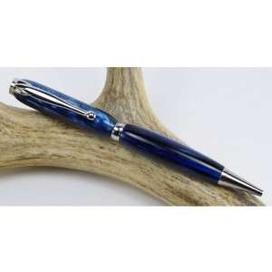  Blue Agate Acrylic Slimline Pen With a Chrome Finish 