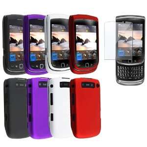  4x Rubber Hard Case + LCD Cover For Blackberry Torch 9800 