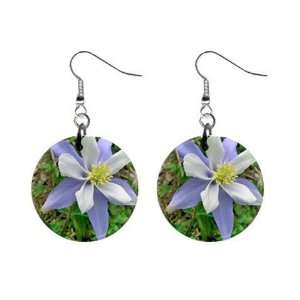 Columbine Colorado State Flower Dangle Earrings Jewelry 1 inch Buttons 