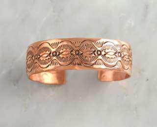 Verna Tahe Imprint Copper Wide Bracelet Navajo Native American Indian 