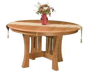   Dining Table Chairs Set Round Extending Leaf Oak Arts and Crafts