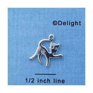  C3466 tlf   Silver Arching Back Cat   2 D   Silver Plated 