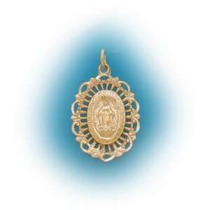  14k Filligry Miraculous Medal (white gold) Jewelry