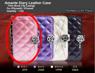   iPhone4 protective Leather Case Cover (amante+pink) Wallet  