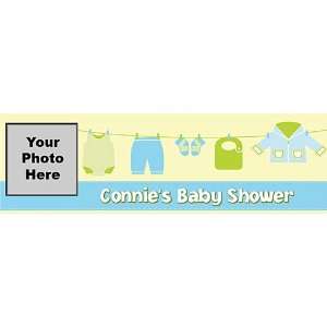 Baby Boy Clothesline Personalized Photo Banner 18 Inch x 54 Inch All 
