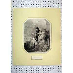 C1850 Andalusia Bull Fighting Family Holl Engraving 