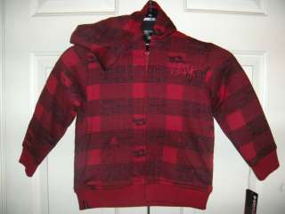 TONY HAWK Boys Zipfront Sweatshirt Hoodie Fleece Lined Small 4 Red 