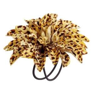  4 Leopard Print Dahlia Napkin Ring Yellow Brown (Pack of 