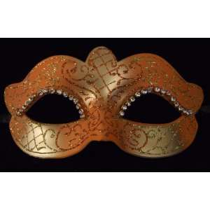  Diamond Eye Venetian Eye Mask Orange Mardi Masquerade 