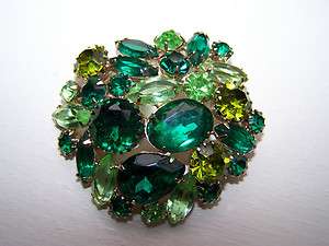 Vintage Juliana Large Brooch   Variety or Green Rhinestones 