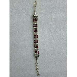   Oxidized Bracelet Studded with Cherry Red Stone Indian Jewelry Jewelry