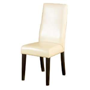  Armen Living Set of 2 Leather Side Chairs, Cream
