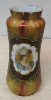 Hand painted early Victorian vase with head/shoulder portrait of a 