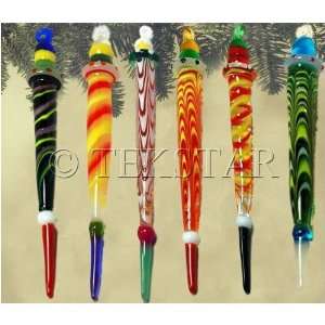  ASSORTED Set of (12) Hand Blown Glass Icicles   Christmas 