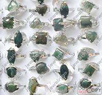 Wholesale lots 50 Jade gemstone mix Rings silver p ring  