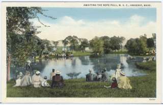 PZ Amherst MA Rope Pull Across the Lake 1937 Postcard  