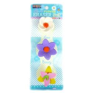 Japanese Fun 3 Piece Spring Flower Erasers (Blue) Toys 