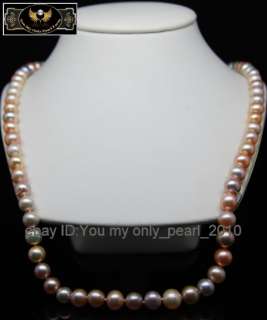 MPFine 7 8mm AAA colorful pearl 925S necklaces 24Long  