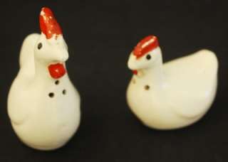 Vintage Enesco Japan Chicken Rooster Salt Pepper Shaker Weathered CUTE 
