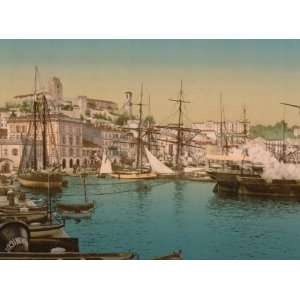  The harbor, Cannes, Riviera 1890s photochrom. Photochrom 