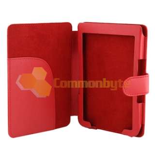 item Red Leather Pouch+Car Charger+Film For  Kindle 4 6 E 