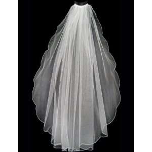  Scalloped Bugle Beaded Edge Bridal Veil Beauty
