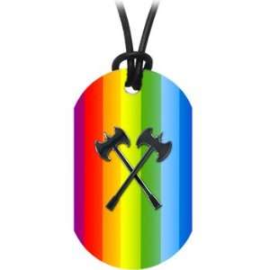  Handcrafted Rainbow Pride LGBT Labrys Symbol ID Dog Tag Jewelry