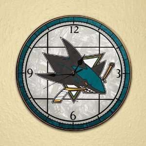  San Jose Sharks 12 Art Glass Clock