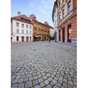  Cobbled Street in Centre of Ljubljana Old Town, Slovenia 