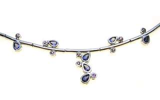 9CT WHITE GOLD SAPPHIRE & RUBY NECKLACE ITALIAN  