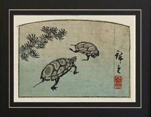 Ando Hiroshige Kame Turtles Fish Japanese Art Woodcut  