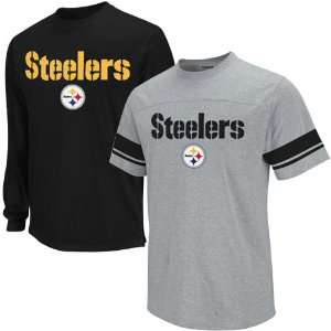  Reebok Pittsburgh Steelers Youth Ash Black Package T Shirt 