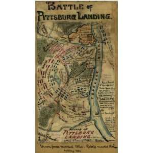  Civil War Map Battle of Pittsburg Landing or Shiloh 