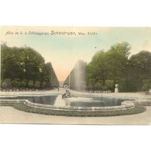   Postcard Fountain in Gardens of Schonbrunn Palace   Vienna Austria