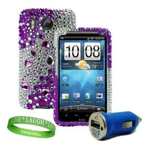  HTC Inspire Bedazzled Two   Piece hard Snap On Case Purple 
