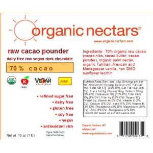 Organic Nectars Raw Cacao Chocolate Block , (70% Cacao), 1 Pound Block