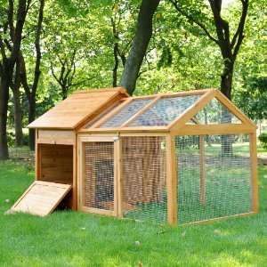 Wood Chicken Coop Poultry Cage House Backyard Nest Run Tractor Hen 