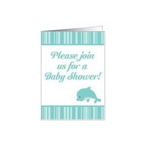  Ocean Sea Dolphin Porpoise Baby Shower Invitation Card 
