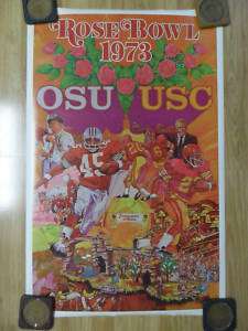 1973 Rose Bowl College Football Poster OSU USC Vintage  