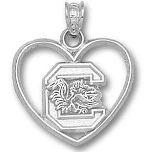  University of South Carolina C Gamecock Heart Pendant 