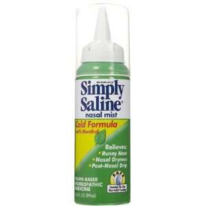 Simply Saline Cold Formula with Menthol Sterile Saline Nasal Mist 3 oz 