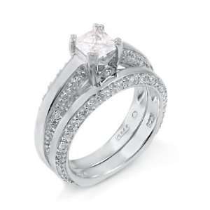 Two Piece Engagement Set with Cubic Zirconia   Ring Fit for a Queen 