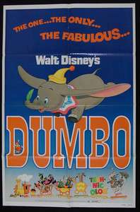 DUMBO 76 Walt Disney Animation ORIGINAL MOVIE POSTER  