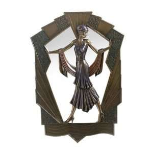   Deco Wall Mirror Woman Astride Burnished Bronzehued