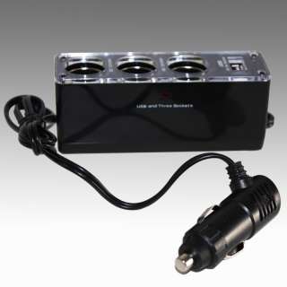 Auto Car 3in1 USB Power Distributer Cigar Mouth Black 2  