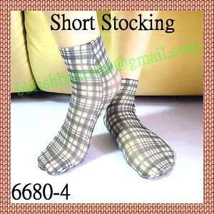 6pair Short Stocking Socks Anklet Checkered Nylon silk  