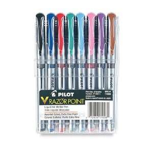  Pilot V Razor Point Marker Pen   8 Color Set, V Razor 
